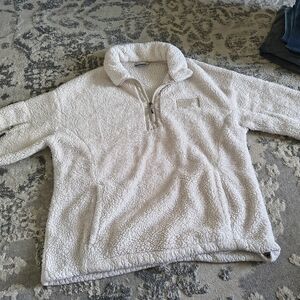 New Balance Cream Sherpa Jacket with Beige Trim